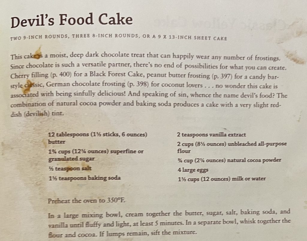 12 tablespoons (1 1/2 sticks, 6 ounces) butter 1 3/4 cups (12 1/4 ounces superfine or granulated sugar 1/2 teaspoon salt 1 1/2 teaspoons baking soda 2 teaspoons vanilla extract 2 cups (8 1/2 ounces) unbleached all-purpose flour 3/4 cup (2 1/4 ounces) cocoa powder 4 large eggs 1 1/2 cups (12 ounces) milk or water In a large mixing bowl, beat together the butter, sugar, salt, baking soda, and vanilla until fluffy and light, at least 5 minutes. In a separate bowl, whisk together the flour and cocoa. If lumps remain, sift the mixture.